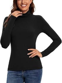 img 2 attached to LOVFEE Womens Turtleneck Lightweight Tee（Black Women's Clothing and Lingerie, Sleep & Lounge