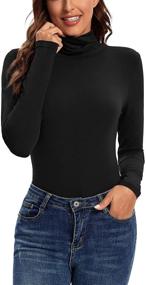 img 1 attached to LOVFEE Womens Turtleneck Lightweight Tee（Black Women's Clothing and Lingerie, Sleep & Lounge