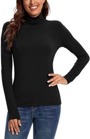 img 3 attached to LOVFEE Womens Turtleneck Lightweight Tee（Black Women's Clothing and Lingerie, Sleep & Lounge