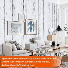 img 3 attached to 🏞️ Peel and Stick White Wood Plank Wallpaper - Self-Adhesive, Removable, Vintage Decor for Home Decoration and Furniture Renovation - Dimensions: 17.7 x 78.7 Inch