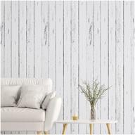🏞️ peel and stick white wood plank wallpaper - self-adhesive, removable, vintage decor for home decoration and furniture renovation - dimensions: 17.7 x 78.7 inch logo