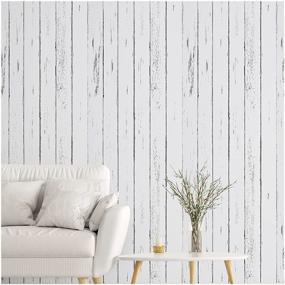 img 4 attached to 🏞️ Peel and Stick White Wood Plank Wallpaper - Self-Adhesive, Removable, Vintage Decor for Home Decoration and Furniture Renovation - Dimensions: 17.7 x 78.7 Inch