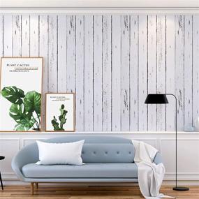 img 2 attached to 🏞️ Peel and Stick White Wood Plank Wallpaper - Self-Adhesive, Removable, Vintage Decor for Home Decoration and Furniture Renovation - Dimensions: 17.7 x 78.7 Inch