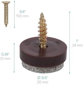 img 2 attached to 🪑 Navaris Felt Furniture Pads (Pack of 50) - Round Screw-in Chair Leg Sliders - Floor Gliders for Hardwood Protection - 3/4", Brown