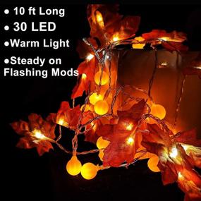 img 2 attached to 🎃 Fall Home Decor: 30 LED Fall Garland Lights with Pumpkin, Maple Leaf String Lights - Perfect for Halloween, Thanksgiving Party, Indoor and Outdoor Decoration