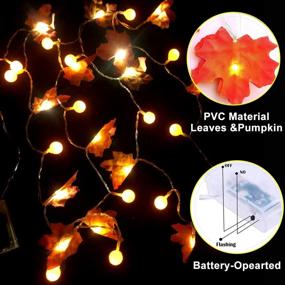 img 3 attached to 🎃 Fall Home Decor: 30 LED Fall Garland Lights with Pumpkin, Maple Leaf String Lights - Perfect for Halloween, Thanksgiving Party, Indoor and Outdoor Decoration