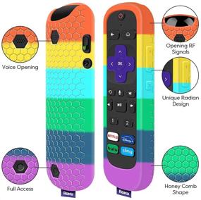 img 2 attached to 🌈 Силиконовый чехол в радужных цветах для Roku Voice Remote Pro - Замена кожи Ultra 2020/2019/2018 с защитой батареи