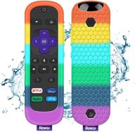 🌈 силиконовый чехол в радужных цветах для roku voice remote pro - замена кожи ultra 2020/2019/2018 с защитой батареи логотип