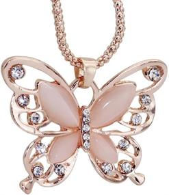 img 4 attached to Hollow Crystal Butterfly Pendant Necklace - Durable and Useful Jewelry for Women and Girls - Perfect Birthday Gift - Comelyjewel Necklace