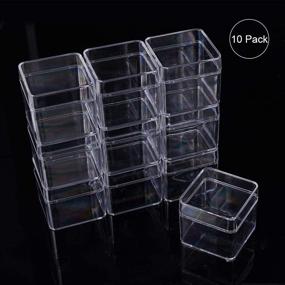 img 1 attached to BENECREAT Set of 10 High Transparency Plastic Square Bead Storage Containers with Drawer Organizers 🗃️ - Ideal for Beauty Supplies, Tiny Beads, Jewelry Findings, and Small Items - Size: 2.2x2.2x2 Inches