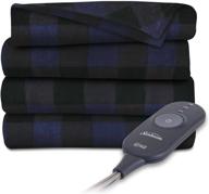 🔥 cozy up in style with the sunbeam heated fleece throw blanket, 3 heat settings - blue plaid logo