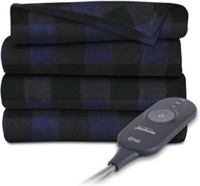 img 3 attached to 🔥 Cozy up in Style with the Sunbeam Heated Fleece Throw Blanket, 3 Heat Settings - Blue Plaid