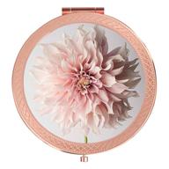 💄 folding pink flower pocket mirror - fashionable compact mirror with 2x & 1x magnification: double-sided beauty makeup mirror for purse and handbag логотип