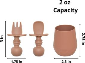 img 3 attached to 🥣 Набор детских приборов и песочного стаканчика Tooshka из силикона (тэрра-котта) - без бисфенола A - для самостоятельного приучения к еде - ложка, вилка и тренировочный стаканчик для детей старше 6 месяцев - принадлежности для кормления малышей, предотвращающие подавливание (тэрра-котта): безопасные и эффективные приборы и набор стаканов для удобного кормления