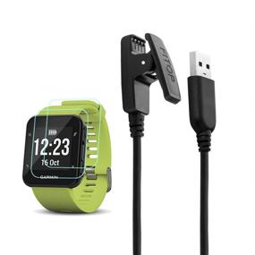 img 4 attached to ⌚ Charging Clip and Synchronous Data Cable for Garmin Forerunner 35 30: JIUJOJA Charger with 2 Bonus HD Tempered Glass Screen Protectors - Replacement Charger for Garmin Forerunner 35 Smart Watch
