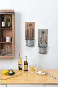 img 1 attached to 🍺 Set of 2 Rustic Wall Mounted Hanging Beer Bottle Openers with Cap Catcher - Perfect Home Decor for Beer Lovers in Kitchen, Entryway, or Living Room - Ideal Thanksgiving, Christmas, and New Year Gift - Brown & Whitewashed