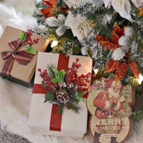 img 2 attached to 🎄 Феличе Артс 6 пакетов рождественских ягод: искусственные ветки красных ягод для украшения елок, самодельных венков и праздничных украшений - фальшивые плоды ольхи для вазы и дома