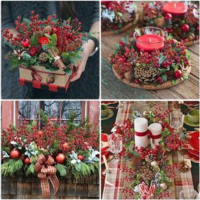 img 1 attached to 🎄 Феличе Артс 6 пакетов рождественских ягод: искусственные ветки красных ягод для украшения елок, самодельных венков и праздничных украшений - фальшивые плоды ольхи для вазы и дома