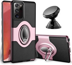 img 4 attached to 🌹 eSamcore Note 20 Ultra Case: Rose Gold Phone Ring Holder Case + Car Phone Mount Kickstand Grip