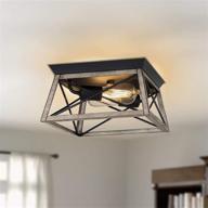 🏡 rustic farmhouse 2-light flush mount ceiling light with metal geometric shape and x-brace design - dimmable led bulbs included - ideal for hallway entryway foyer - close to ceiling light fixture логотип