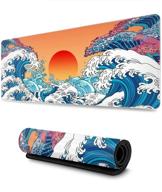 🌊 vintage japanese ocean kanagawa wave sunrise gaming mouse pad - xl extended desk mat with non-slip rubber base - 31.5 x 11.8 inch logo