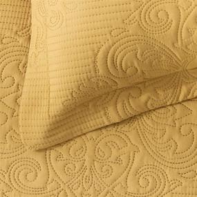 img 1 attached to Jupitex Matelasse Coverlet Bedspread Quilt Queen Size - Soft, Lightweight, and Breathable Yellow 🛏️ Quilt Bedspread Coverlet for All Seasons - 90x96 Textured Ultrasonic Embossed Bedding (3 Piece Set)