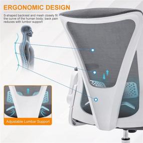 img 1 attached to Enhance Your Comfort and Productivity with the Ergonomic Computer Desk Chair: Adjustable Height, Lumbar Support, Breathable Mesh, and Flip-up Arms for Optimal Support - White+Grey