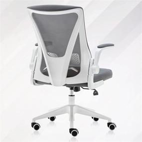 img 3 attached to Enhance Your Comfort and Productivity with the Ergonomic Computer Desk Chair: Adjustable Height, Lumbar Support, Breathable Mesh, and Flip-up Arms for Optimal Support - White+Grey