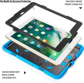 img 1 attached to 🔵 Rugged Blue/Black iPad Case 9.7-inch for iPad 5th/6th Gen, Pro, Air 2 - Heavy Duty Shockproof Silicone Protection