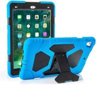 🔵 rugged blue/black ipad case 9.7-inch for ipad 5th/6th gen, pro, air 2 - heavy duty shockproof silicone protection logo