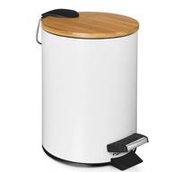 🗑️ toxot round mini trash can with lid, foot pedal soft close - 0.8 gallon/3 liter white garbage bin for bathroom, bedroom, kitchen, office - removable inner wastebasket included logo