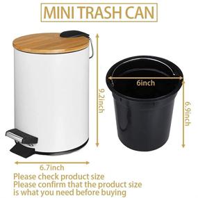 img 3 attached to 🗑️ TOXOT Round Mini Trash Can with Lid, Foot Pedal Soft Close - 0.8 Gallon/3 Liter White Garbage Bin for Bathroom, Bedroom, Kitchen, Office - Removable Inner Wastebasket Included