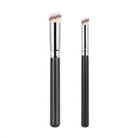 img 4 attached to 🖌️ Anmor Angled Concealer Brush Set, 2-Piece Professional Under Eye Concealer Contour Brush Kit for Concealing, Setting, Blending, Buffing with Liquid, Cream, Powder Cosmetic - Ideal for Makeup Application and Enhancement Purposes