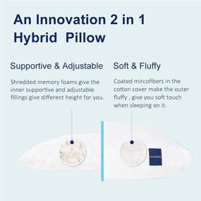img 3 attached to 🛌 Accuratex Premium King Size Pillows: Adjustable Shredded Memory Foam Hybrid with Fluffy Down Alternative Fill - Set of 2. Ideal for Side, Back, Stomach Sleepers. Removable Cotton Cover.