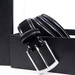 img 2 attached to 👔 Genuine Leather Single Prong Buckle Men's Belt Collection - High Quality Accessories