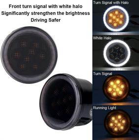 img 3 attached to 🔶 JK Turn Signal Lights - White DRL Amber LED Front Grill Signal Parking Lights with Smoke Lens - Replacement for 2007-2017 Jeep Wrangler JK JKU