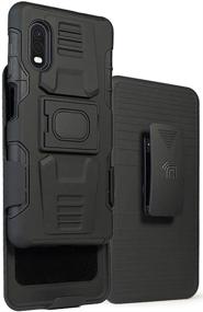 img 2 attached to 📱 Nakedcellphone Galaxy XCover Pro Case and Clip - Rugged Ring Grip Cover with Stand, Belt Hip Holster, and Built-in Mounting Plate for SM-G715