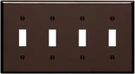leviton 85012 4-gang toggle switch wallplate, brown, standard size, thermoset material, device mount logo