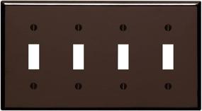 img 2 attached to Leviton 85012 4-Gang Toggle Switch Wallplate, Brown, Standard Size, Thermoset Material, Device Mount