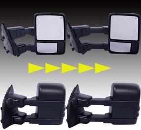 img 3 attached to 🚗 MOTOOS Upgraded Towing Mirrors for 1999-2007 Ford F250 F350 F450 F550 Super Duty | Pair Set Power Heated Glass | LED Smoke Signal | Telescoping Pickup Truck Side View Mirrors