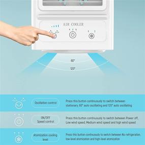 img 2 attached to 🌬️ SOKOO Portable Air Cooler Fan with 5000mAh Rechargeable Battery, 120°Auto Oscillation and 3 Wind Speeds, Touch Control Cooling Fan with 700ml Water Tank for Easy Water or Ice Refilling