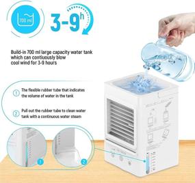 img 1 attached to 🌬️ SOKOO Portable Air Cooler Fan with 5000mAh Rechargeable Battery, 120°Auto Oscillation and 3 Wind Speeds, Touch Control Cooling Fan with 700ml Water Tank for Easy Water or Ice Refilling