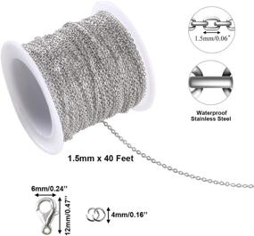 img 2 attached to 📿 EuTengHao Necklace Jewelry Chain Kit - 40 Feet with 100 Jump Rings, 30 Lobster Clasps, 5 Waxed Necklace Cords - 1.5mm Silver Plated Stainless Steel Chain for Jewelry Making and Repair of Bracelets