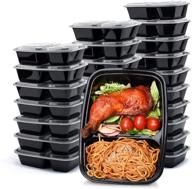 🍱 50 pack 32 oz 2 compartment plastic food storage containers set with lids by glotoch - black meal prep containers, microwave, freezer & dishwasher safe - eco-friendly, bpa-free, durable & stackable логотип