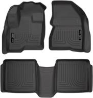 🚗 husky liners 98741: weatherbeater front & 2nd seat floor mats for 2009-20 ford flex, 2010-20 lincoln mkt – black logo