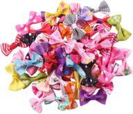 🎀 yaka 60pcs grosgrain ribbon mini bow ties: craft rose appliques for diy wedding hair bow decor - 30color (style2) logo