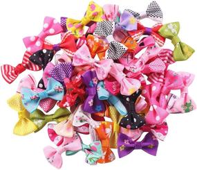 img 3 attached to 🎀 YAKA 60pcs Grosgrain Ribbon Mini Bow Ties: Craft Rose Appliques for DIY Wedding Hair Bow Decor - 30Color (Style2)