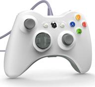 yccsky wired xbox 360 controller - gamepad joystick for xbox 360 slim, pc windows 7/8/10 - dual-vibration, trigger buttons (white) logo