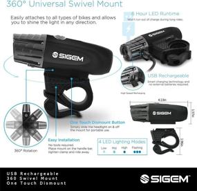 img 1 attached to 🚲 SIGEM Ultra Bright Bike Light Set – USB Rechargeable LED Front Headlight and Rear Taillight for Bicycles. Waterproof and Easy to Install Bicycle Head & Tail Lights.