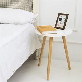 img 2 attached to AWASEN Round Side Table: Modern, Compact Accent Nightstand for Small Spaces